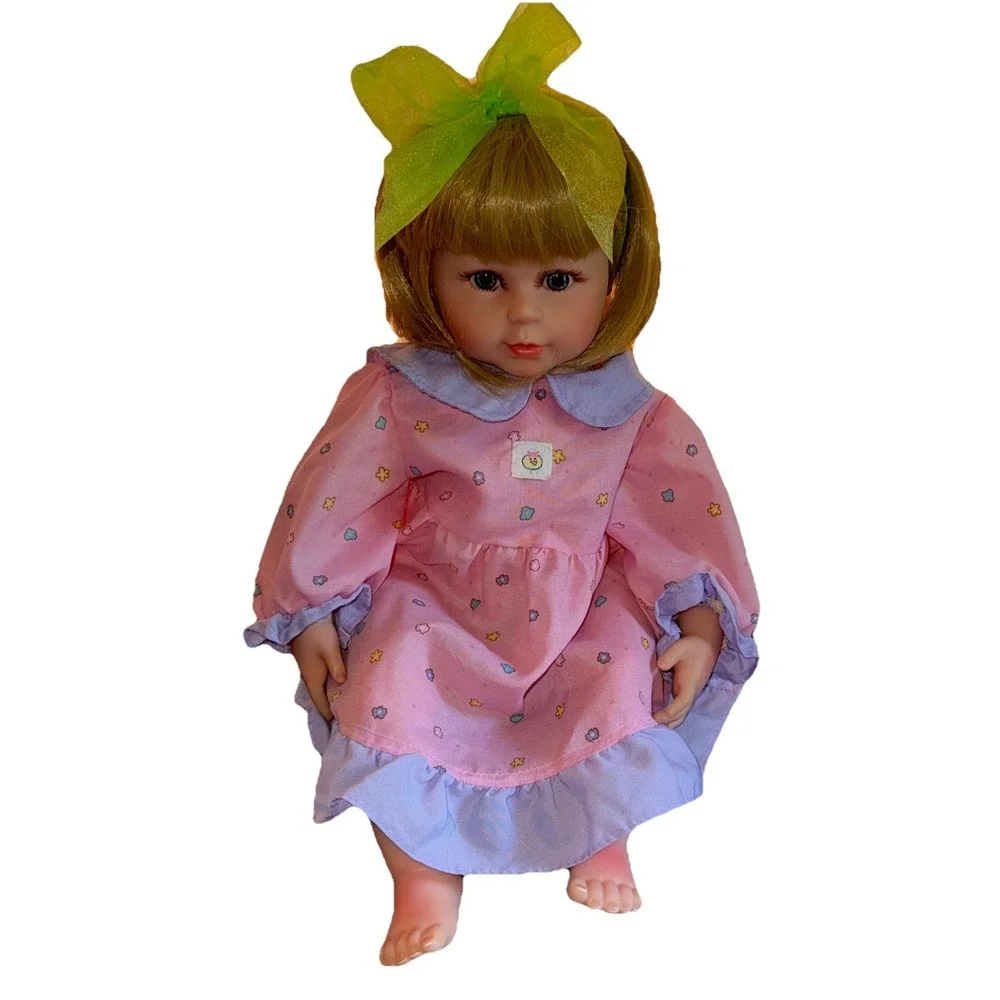 NPK Baby Girl Doll Realistic Weighted Blonde Blue Eyes Soft Body Vinyl Toy 19